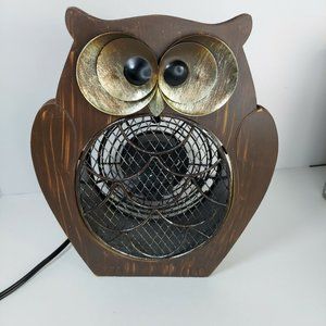 Deco Breeze 11"  Table Top Fan. Metal and Wood OWL fan Rare!